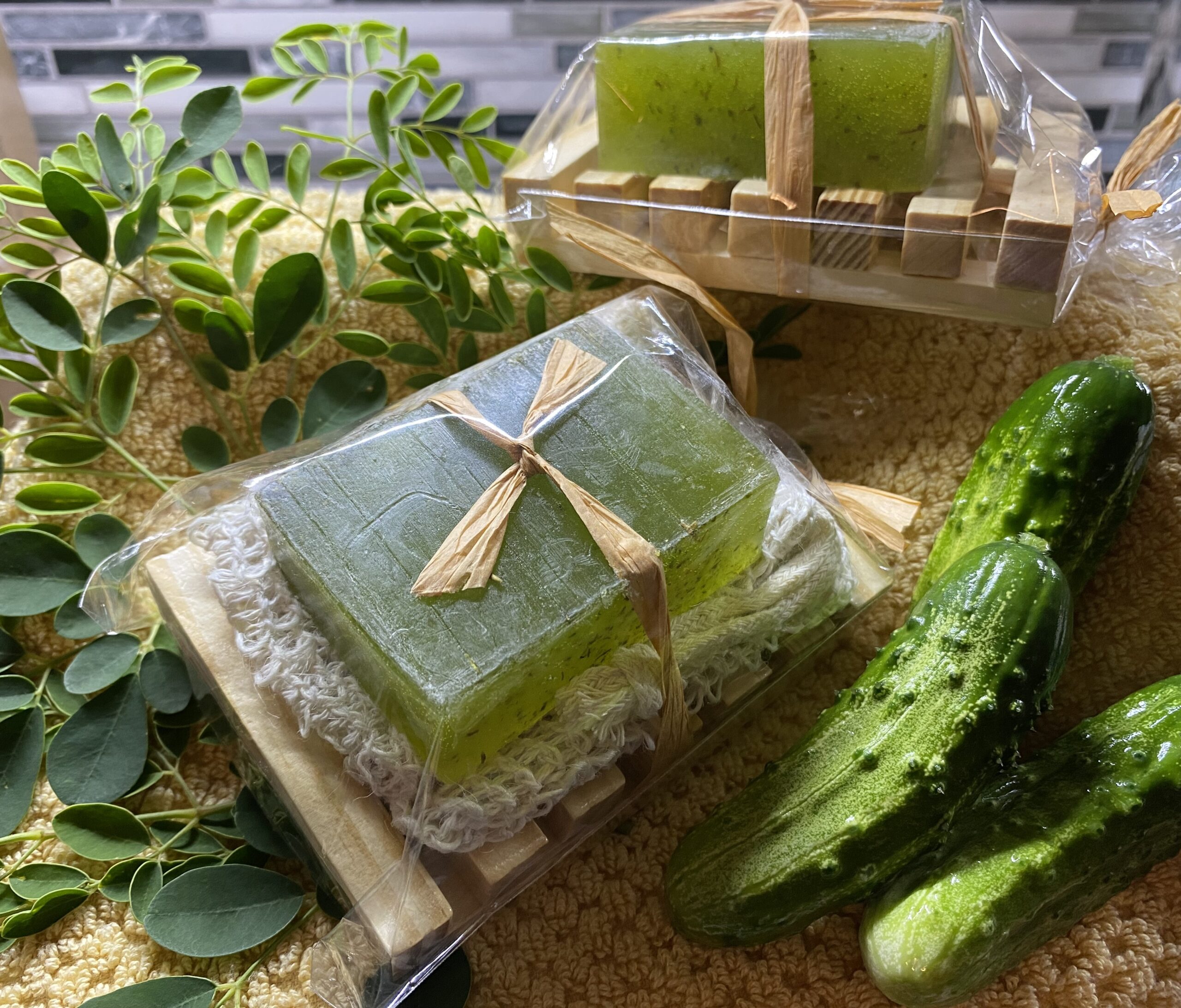 Cucumber Moringa Aloe Soap - Image 3