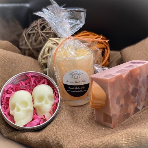 Fall Gift Set – Pumpkin Spice Soap, Pumpkin Spice Latte Candle & Honey Vanilla Skull Lotion Bars | Limited Edition Autumn Gift Box