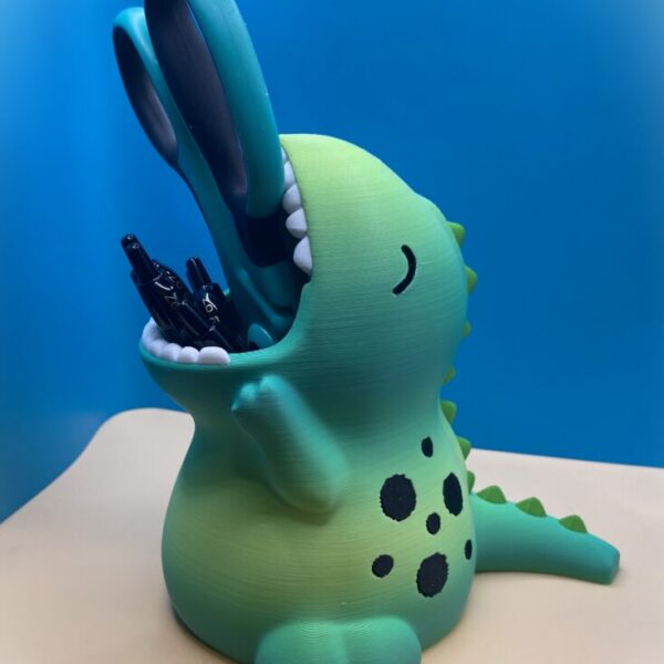 7" 3D Printed Dinosaur Desk Holder | Dino Organizer for Pens, Scissors & Accessories | Desk Buddy